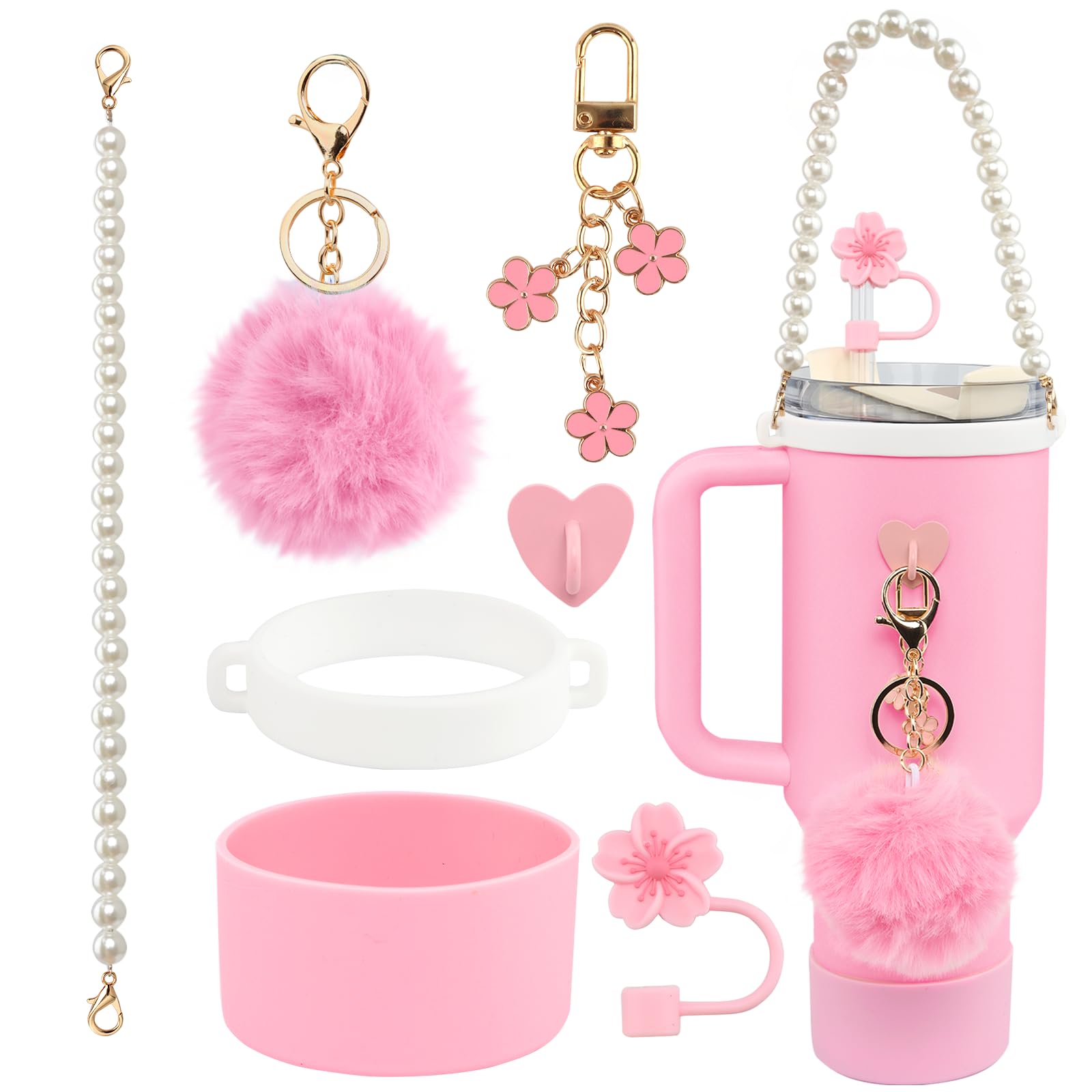 Sip & Style Stanley Glow-Up Kit 7Pcs Pink Stanley Cup Accessories Set